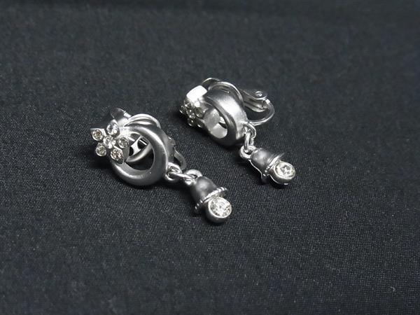 ■極美品■ NINA RICCI ニナリッチ スター 星 ベル 鐘 ラインストーン クリップ式 イヤリング アクセサリー シルバー系 DK1771拍卖