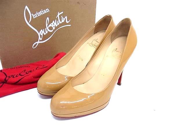 Christian Louboutin クリスチャンルブタン パテントレザー ヒール パンプス 表記サイズ 35 (約22cm) 靴 シューズ ベージュ系 DL9840拍卖