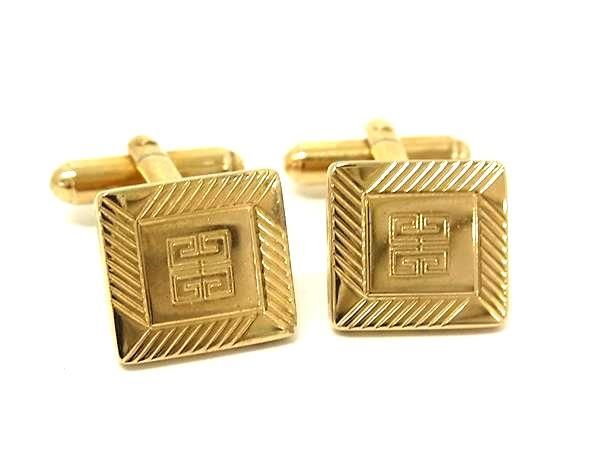 ■美品■ GIVENCHY ジバンシィ カフスボタン カフリンクス アクセサリー 紳士 メンズ ゴールド系 DG1777拍卖