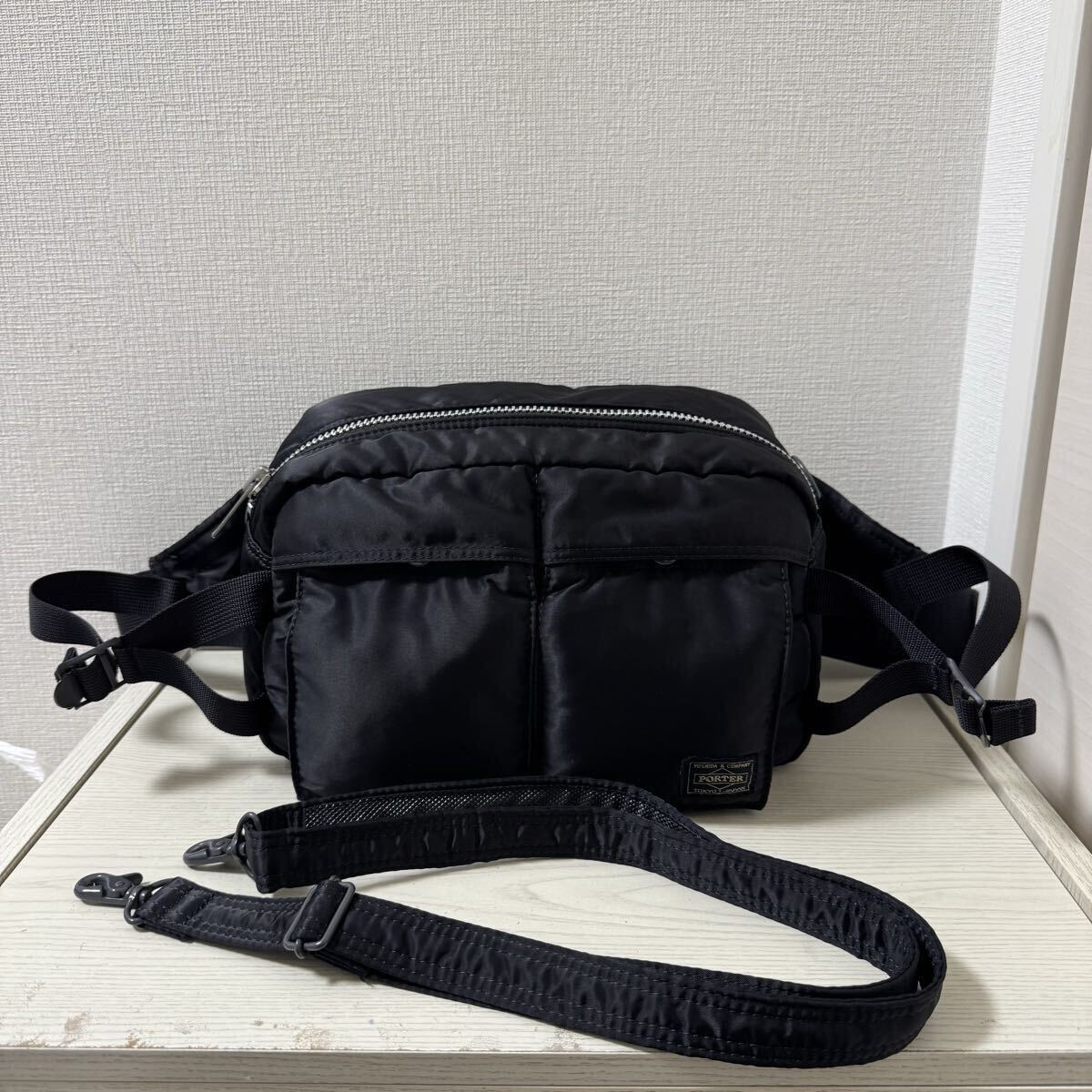 【大幅値下げ】【新品同様】ポーター タンカー 2way ボディバッグ PORTER TANKER ブラック 黒 ウエストバッグ 622-08302 拍卖