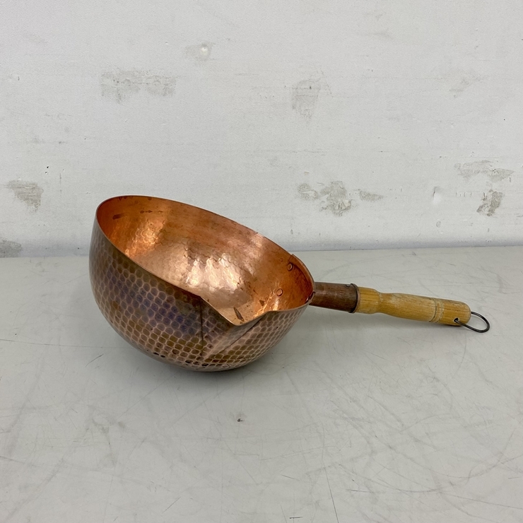 【中古】 A09341 銅ボーズ鍋 24cm(3.2L) ガス火専用 鍋 片手鍋 雪平鍋 行平鍋 打ち出し銅鍋 銅製 【業務用】【厨房用】拍卖