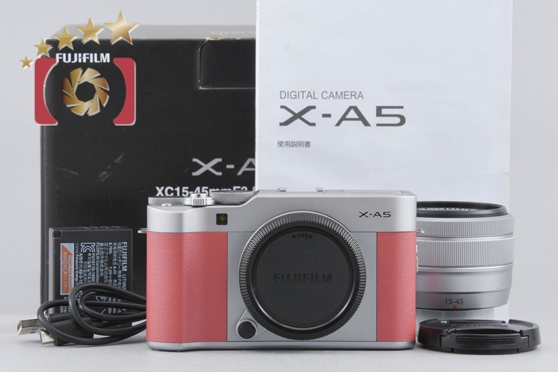 【中古】FUJIFILM 富士フイルム X-A5 レンズキット ピンク 元箱付き拍卖