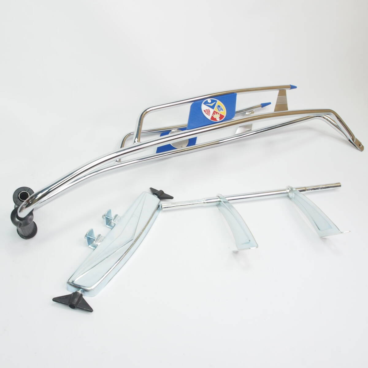 Crash bar rear -AMS CUPPINI- Vespa 50s 100 ET3 - Chrome / blue ベスパ サイドバンパー サイドクラッシュバー 管SC353061C1B拍卖