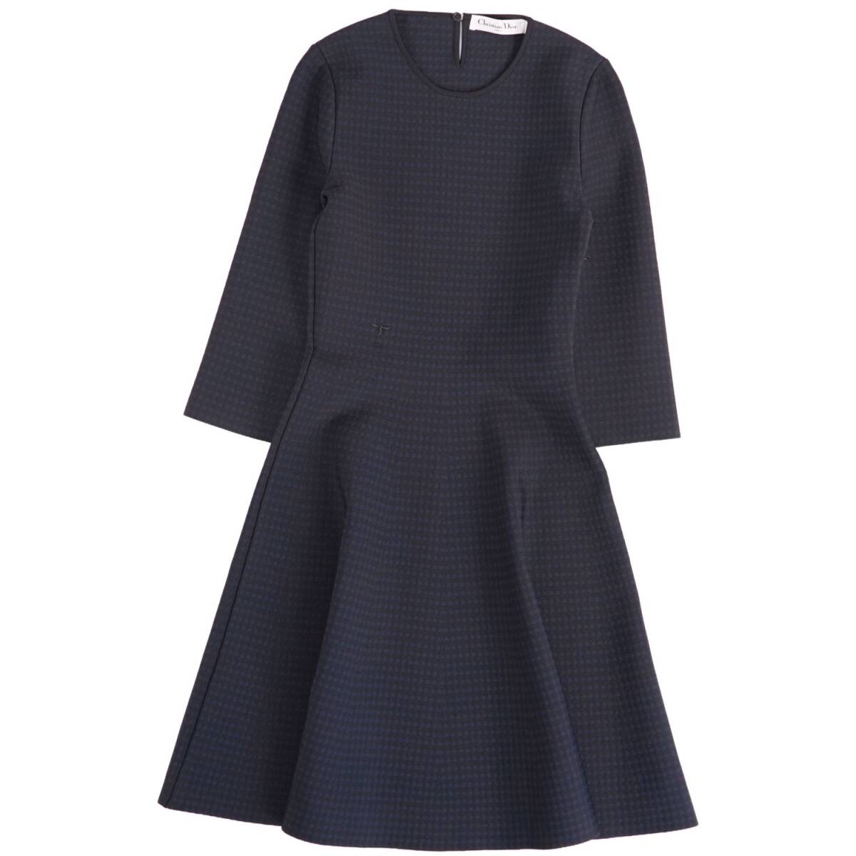 極美品 クリスチャンディオール Christian Dior 2020年 ワンピース ドレス フレア Bee刺繍 千鳥格子 ジャージー F34(XS) cd01os-rm20f13942拍卖