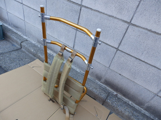 EVERNEW エバニュー CARRY BONE GOLD キャリーボーン ゴールド 背負子 72cmx35cmx21cm 中古!拍卖