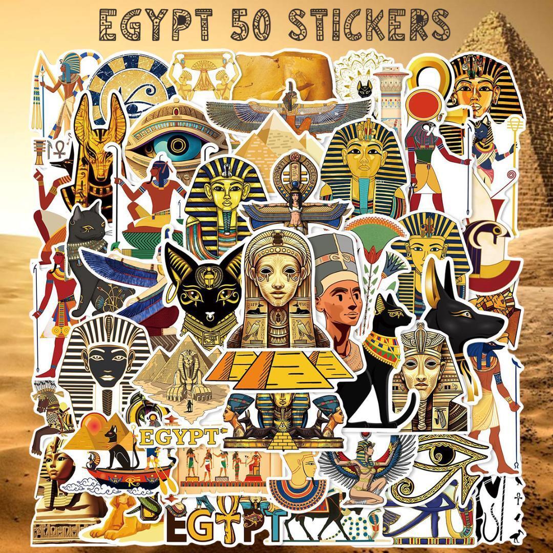 エジプト ステッカー 50枚セット PVC 防水 シール EGYPT ファラオ ピラミッド スフィンクス 海外旅行 スーツケース拍卖