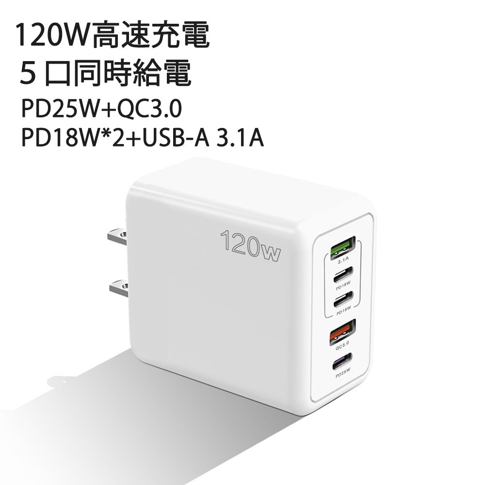 最大120W PD25w+QC3.0 電源アダプター 自動判別3.1A スマホ充電器 USB充電器 ACアダプター タグレット IPHONE 急速拍卖