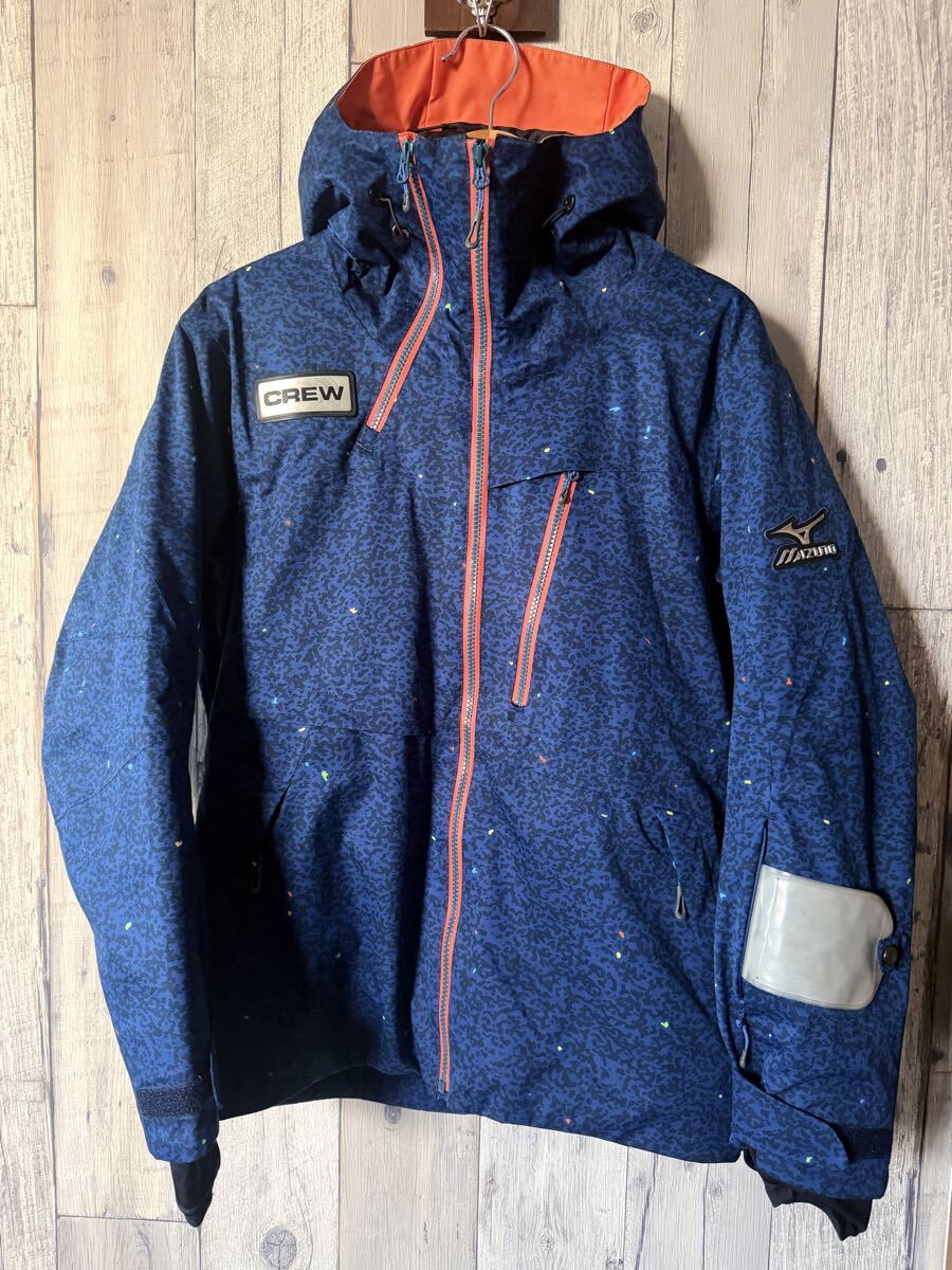 ■吸湿発熱素材■ MIZUNO ブレスサーモ スノージャケット Mサイズ スキーウェア 青 スノーボード 腰ポケット ワッペン デモ BREATH THERMO拍卖