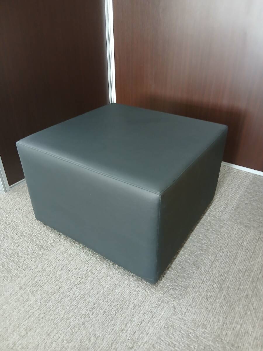 オットマン★ブラック★合皮レザー★パブリック★チョイ掛け★600×600×H390mm★引取歓迎#1441-1拍卖