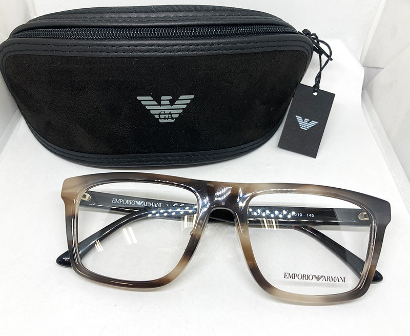 値下 EMPORIO ARMANI エンポリオアルマーニ 正規品 メガネフレーム EA3185F-5877 54□ ハバナ マーブル スクエア メンズ レンズ交換可拍卖