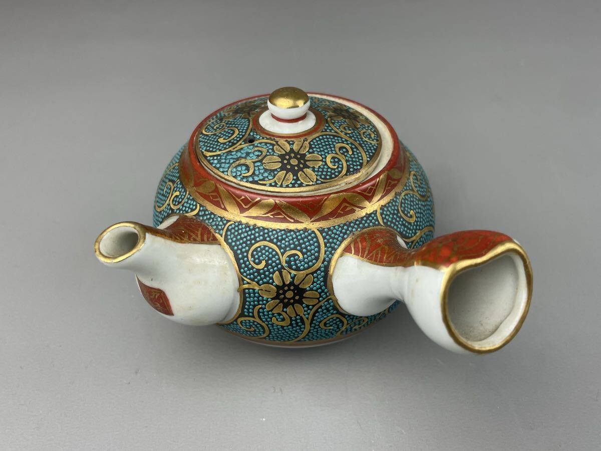 九谷焼 良山造 青粒 鉄仙金彩唐草急須 茶器 伝統工芸 骨董品 美術 煎茶碗 煎茶器 茶道具 時代物 アンティーク拍卖