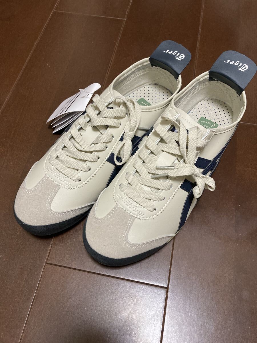 【新品タグ箱付き】オニツカタイガー MEXICO66 Onitsuka Tiger 43.5 27.5 クリーム×ネイビー拍卖