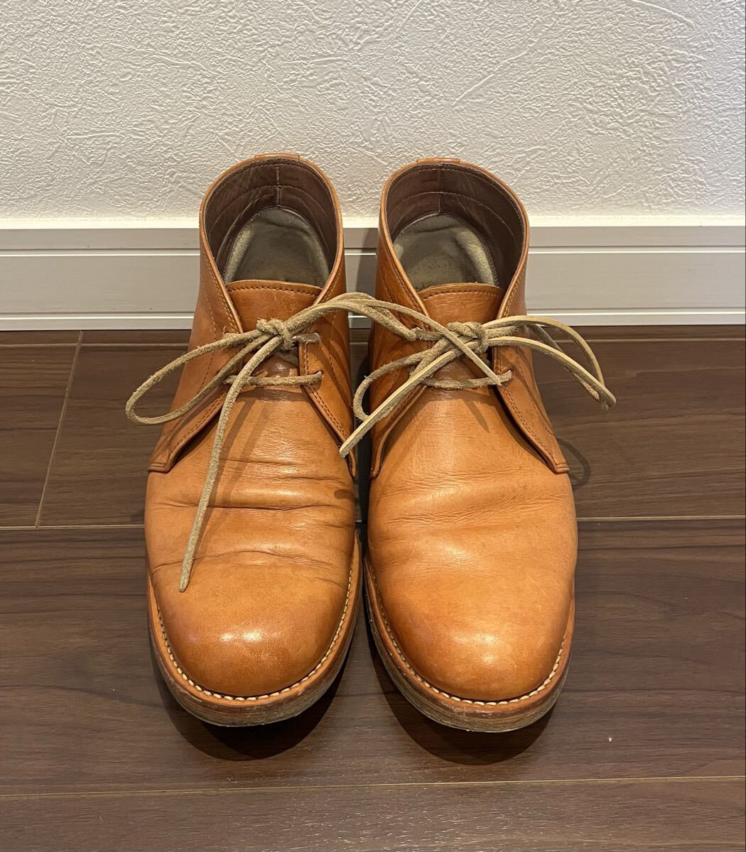 極美品 Moto leather チャッカブーツ 革靴 ナチュラル サイズ2 Vibram Hideo Motoike モトレザー レザーシューズ ビブラム チャッカ拍卖