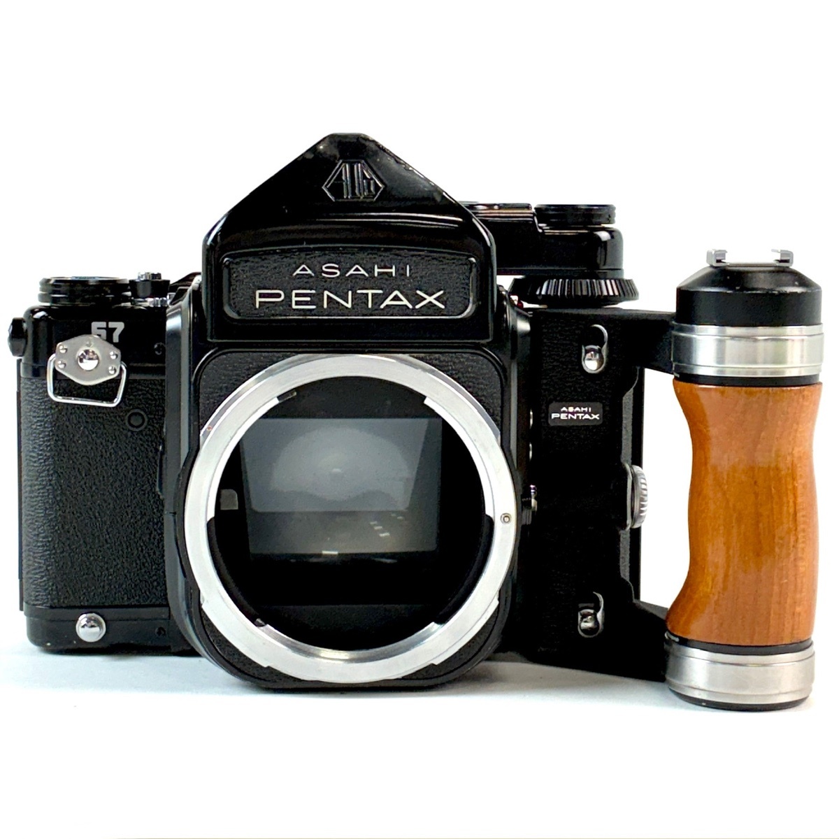 ペンタックス PENTAX 67 ボディ TTLファインダー ウッドグリップ付 【中古】拍卖