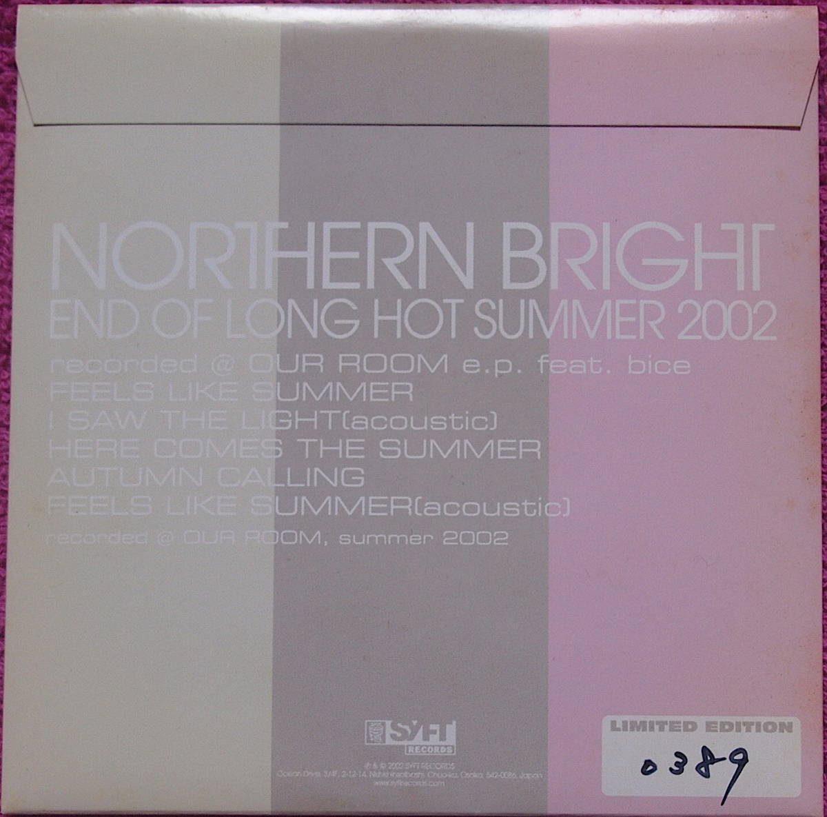 ギガレア!!廃盤インディーズCD/ノーザンブライト NORTHERN BRIGHT『END OF LONG HOT SUMMER 2002』荒井仁/紙ジャケット仕様/ナンバリング入拍卖