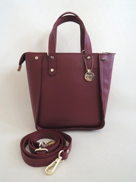 LAURA DI MAGGIO ラウラ ディ マッジオ 2way スクエアミニトートバッグ ストラップ付き ボルドー イタリア製/ノーリーズ拍卖