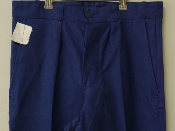 デッドストック 60s 70s フランス製 フレンチ インクブルー ビンテージ ワーク パンツ フランス Wステッチ サイズ W30 インチ 76cm //拍卖