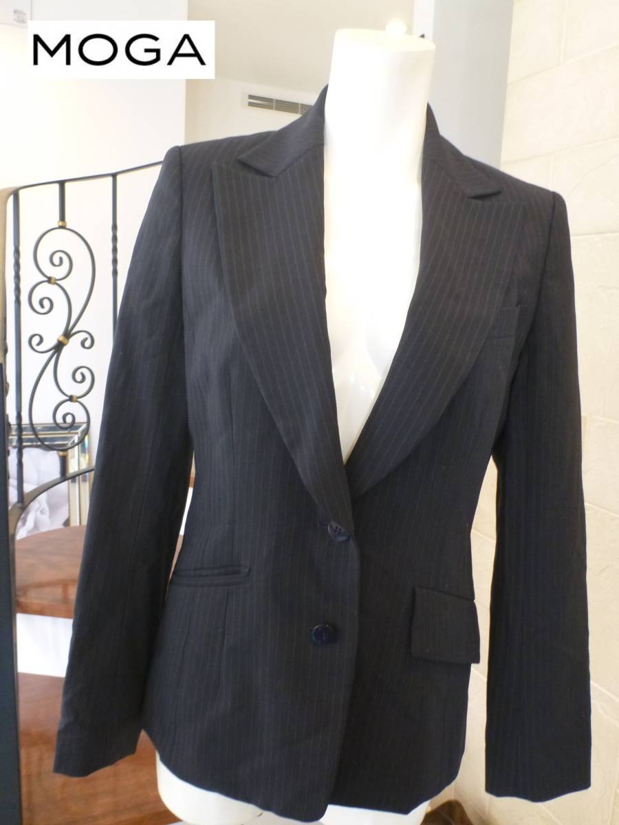 美品 MOGA モガ ★濃紺 ストライプ柄 ジャケット 2 M 拍卖