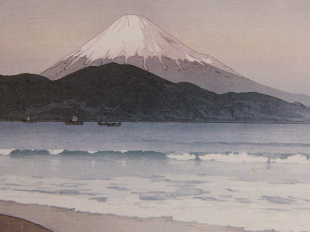 吉田博、【三保】、希少な額装用画集より、美品、日本人画家、新品額装付、送料込み拍卖