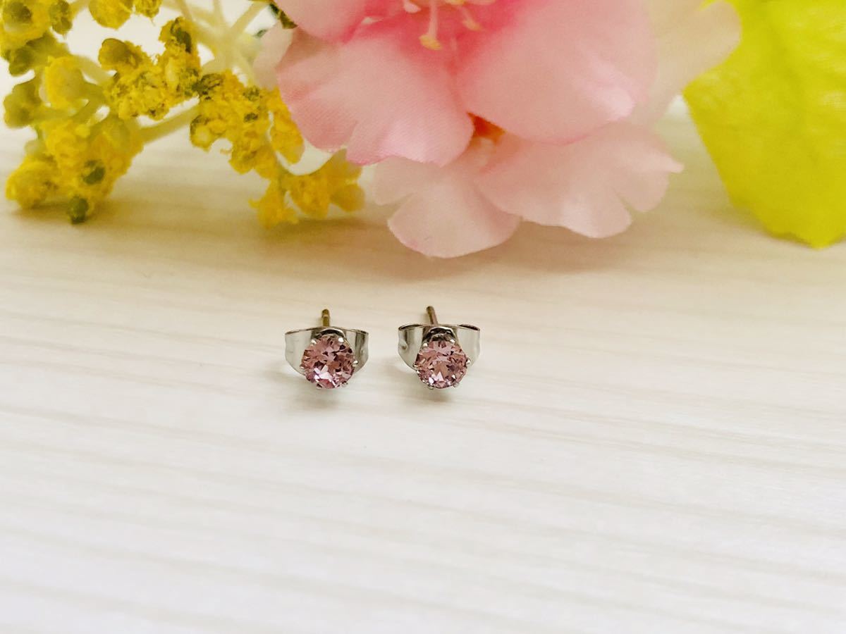 《ハンドメイド》シンプルスワロのピアス【サージカルステンレスピアス】ピンク4㎜拍卖