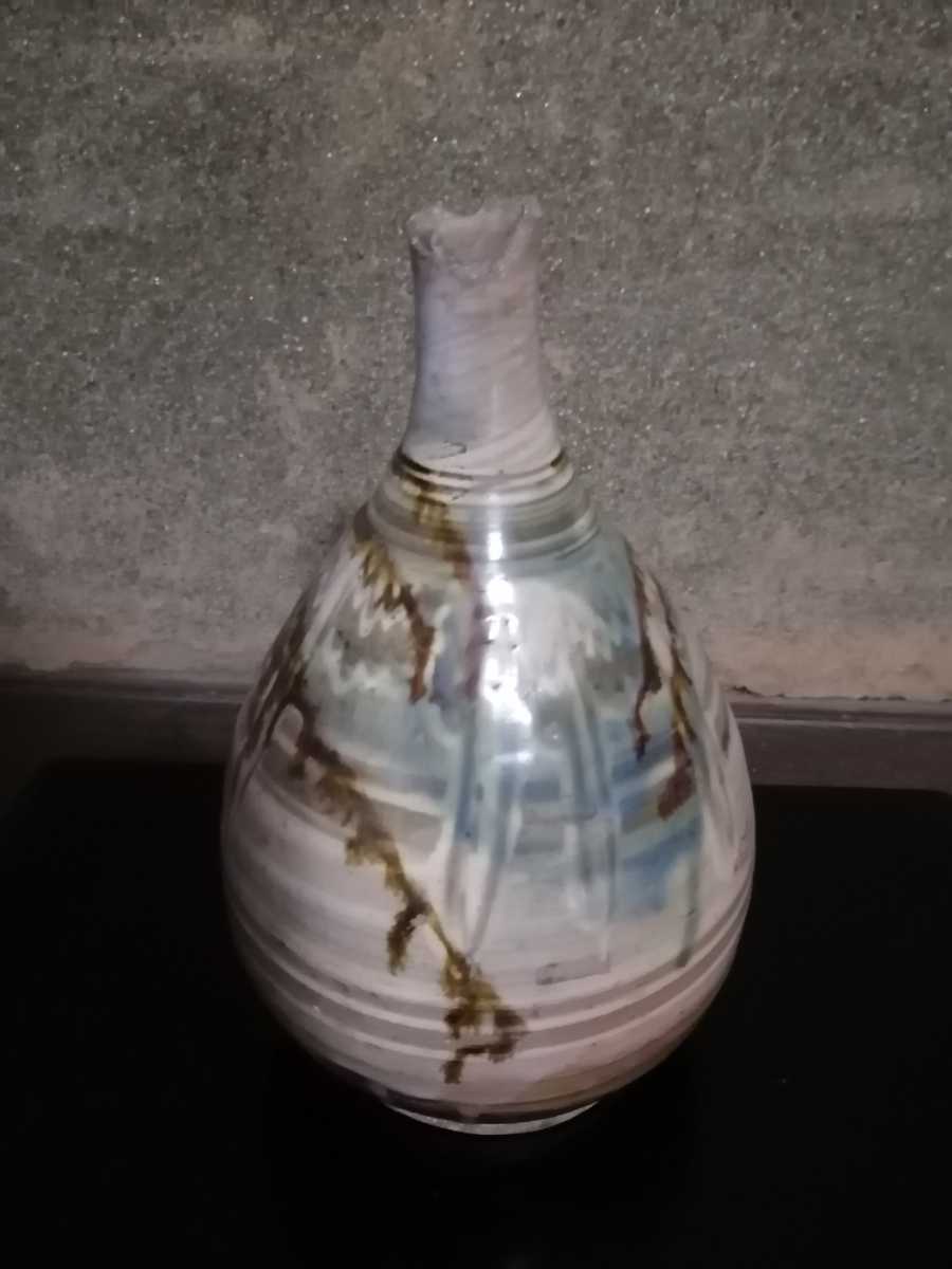 古唐津徳利 唐津 江戸中期 武雄 三彩唐津 高さ25㌢ 酒器徳利 花入れ 花器 骨董古玩 T73E5拍卖