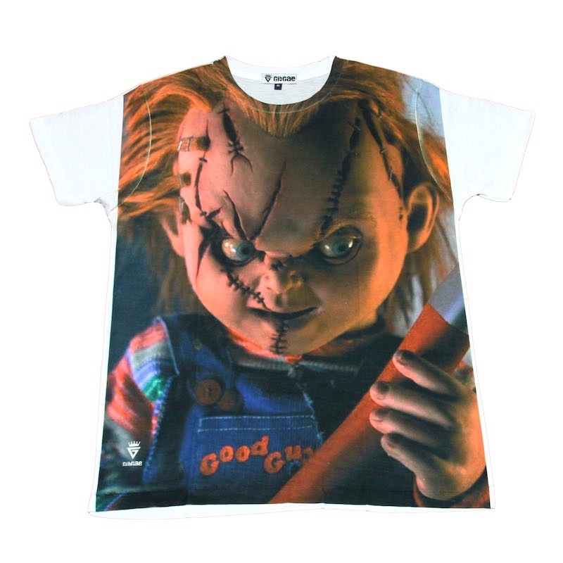 チャッキー チャイルドプレイ ホラー映画 カワイイ アメリカ ストリート系 デザインTシャツ おもしろTシャツ メンズ 半袖★tsr0054-wht-l拍卖