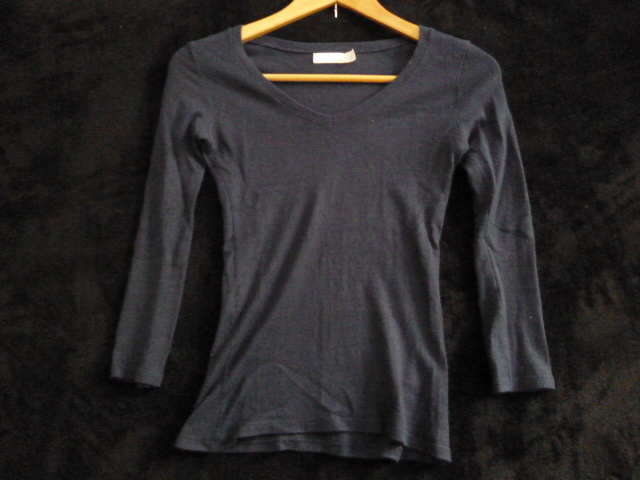 ZARA/ザラ△紺VネックシンプルニットEUR M USA M/ネイビー長袖トップス△114①拍卖