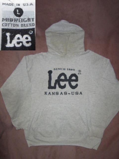 超レア!激安 即決! USA製 ヴィンテージ Lee KANSAS USA リー デカロゴ スウェット パーカー 灰 L 東京の古着屋で購入!拍卖