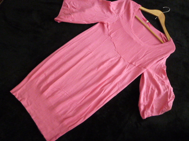 【新品】rosebullet/ローズブリット△ピンクボリューム袖ふんわり袖ニットワンピース2/オンワード樫山2WAY袖膝丈長袖△OP122拍卖