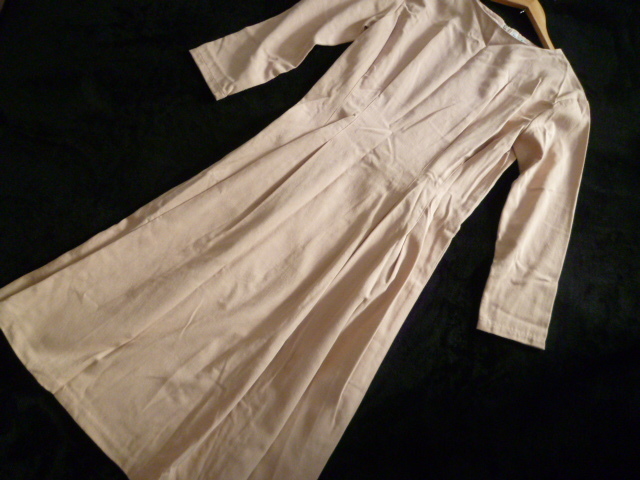 FELISSIMO MINI/フェリシモ△くすんだピンク系ウエストタック絞りデザインロングワンピースM/長袖△OP122拍卖