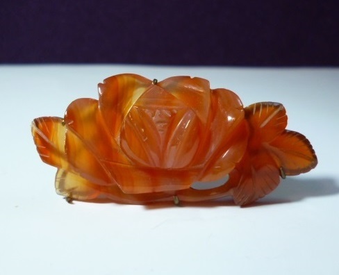Ж 本瑪瑙 牡丹細工 帯留め Ж 瑪瑙 メノウ 拍卖