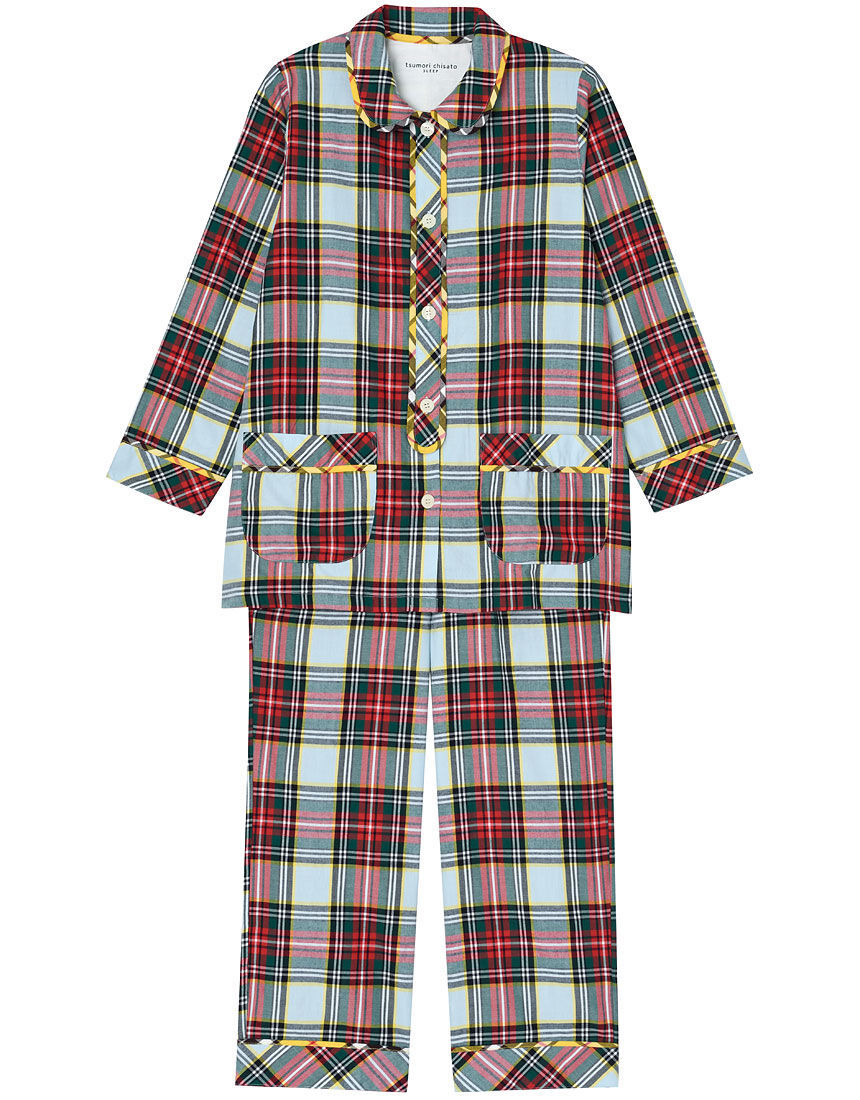 25%OFF 希少 新品 ワコール ツモリチサト L 前開き パジャマ 両面起毛 タータンチェック 279●拍卖
