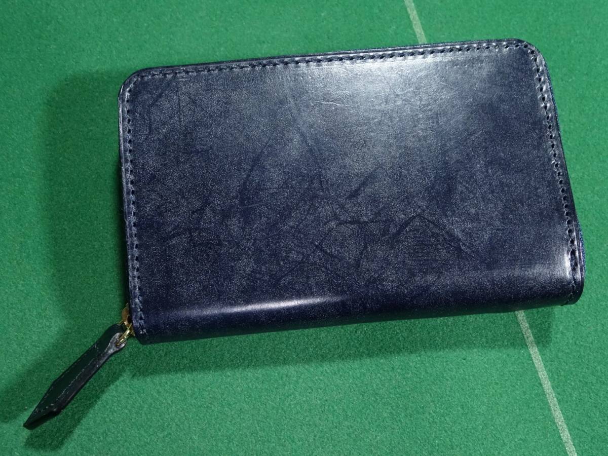 □ココマイスターCOCOMEISTER ブライドルレザー素材 ラウンドジップ ブライドル グランドコインパース ダークネイビー 美品!!!□拍卖