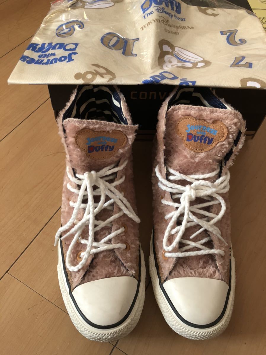 東京ディズニーシー ダッフィー コンバース ハイカット 25.5cm daffy シェリーメイ ジェラトーニ ステラルー オル クッキーアン拍卖