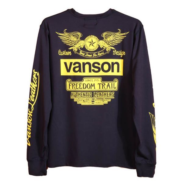VANSON ドライ長袖Tシャツ ACVL-904 ネイビー【Sサイズ】バンソン 当店別注 吸汗速乾 抗菌防臭 UVカット バイカー拍卖