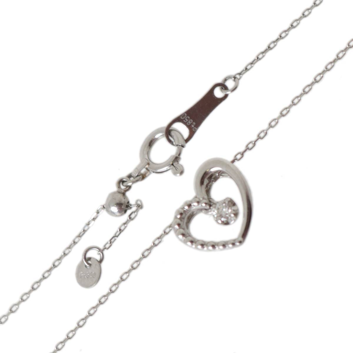 festaria bijou SOPHIA ハート 1Pダイヤ 0.03ct ペンダントネックレス Pt900 Pt850 プラチナ 最大約45cm 約1.8g NT 美品 ABランク拍卖