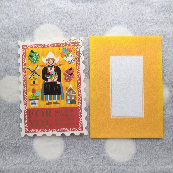 新品&即決◎大きな切手みたいなメッセージカード【オランダの女の子】拍卖