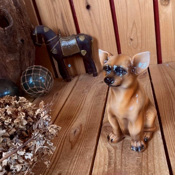 かわいい犬の陶器製 置物*イヌ いぬ dog ドッグ*H15㎝*インテリア*ディスプレイ*飾り*オブジェ*人形フィギュア*フィギュアリン*アニマル拍卖
