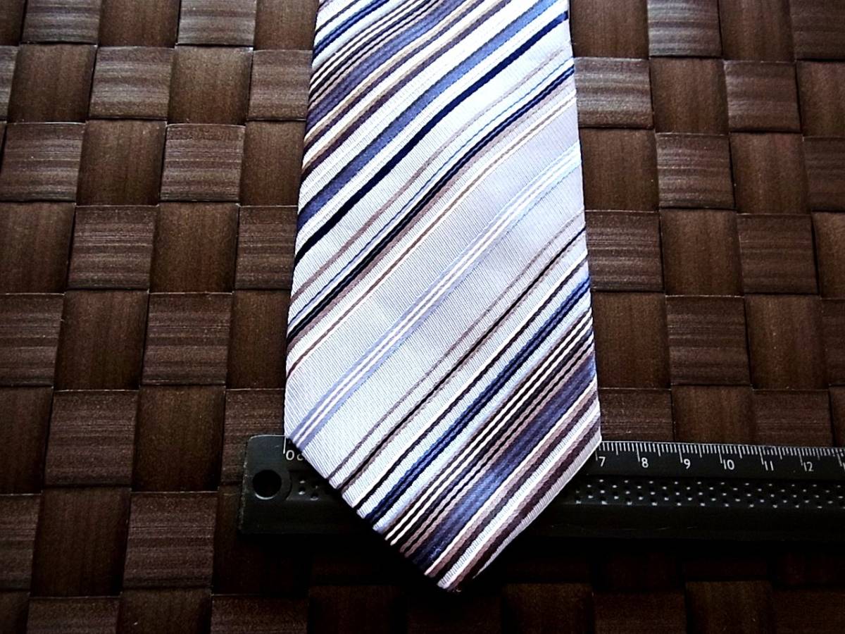 【特選】1963美品【人気の超細ナロータイ】レミュー「LES MUES」ネクタイ・シルク100%/ストライプ拍卖