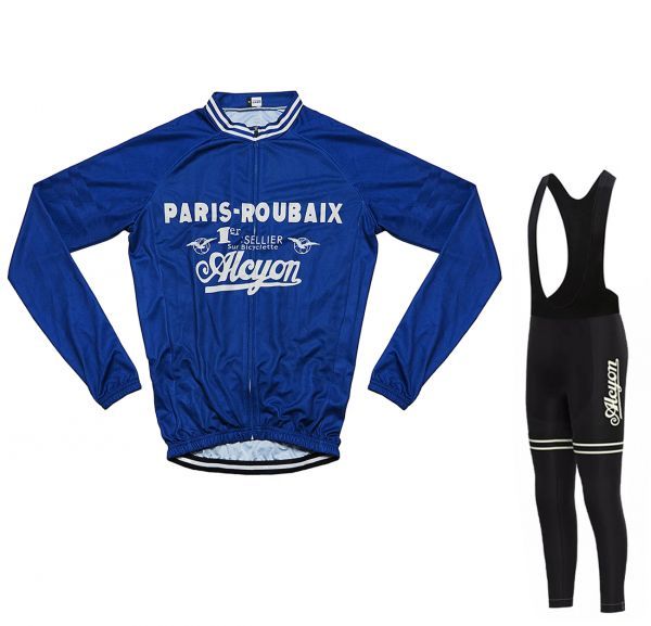 新品 長袖 レトロデザイン 上下セット No68 Sサイズ フランス サイクルジャージ ウェア メンズ サイクリング MTB ロードバイク 自転車拍卖