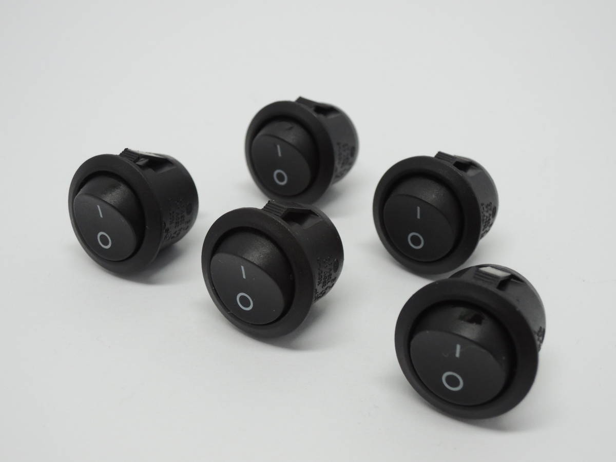 送料無料 丸型 ロッカスイッチ 5個 埋め込みタイプ 汎用拍卖