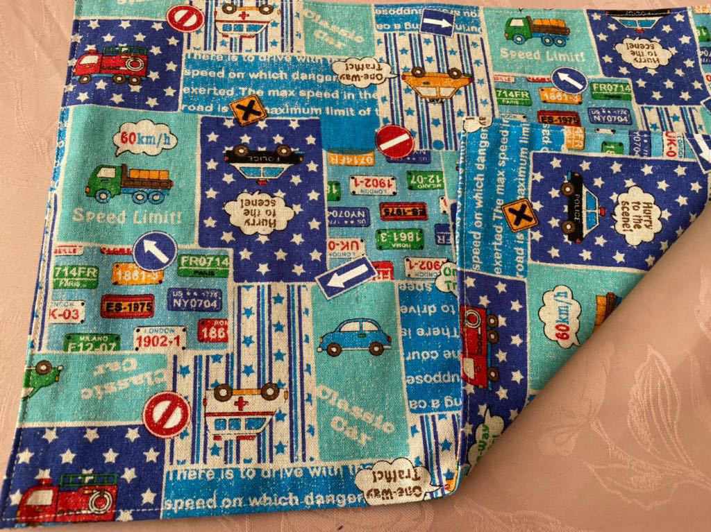 No.56 裏付ランチョンマット ハンドメイド 25x35 働く車 男の子拍卖