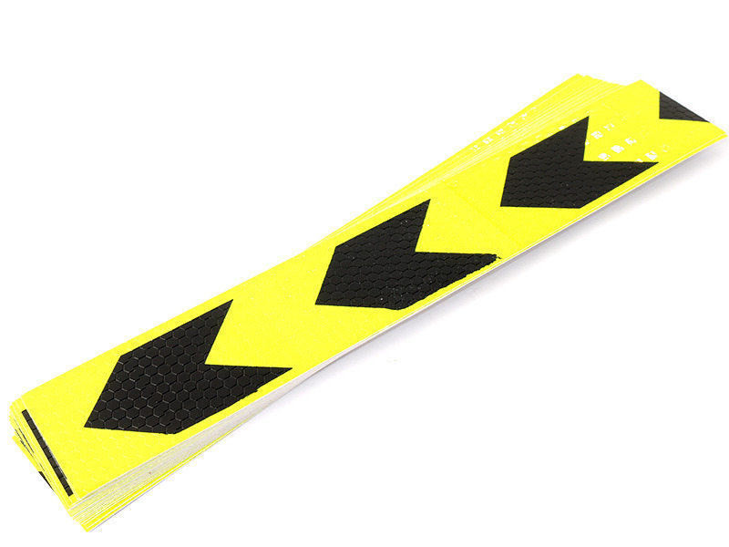 高輝度 事故防止 反射ステッカー シール カプセルプリズム型 20枚セット 矢印柄#ブラックX蛍光黄拍卖