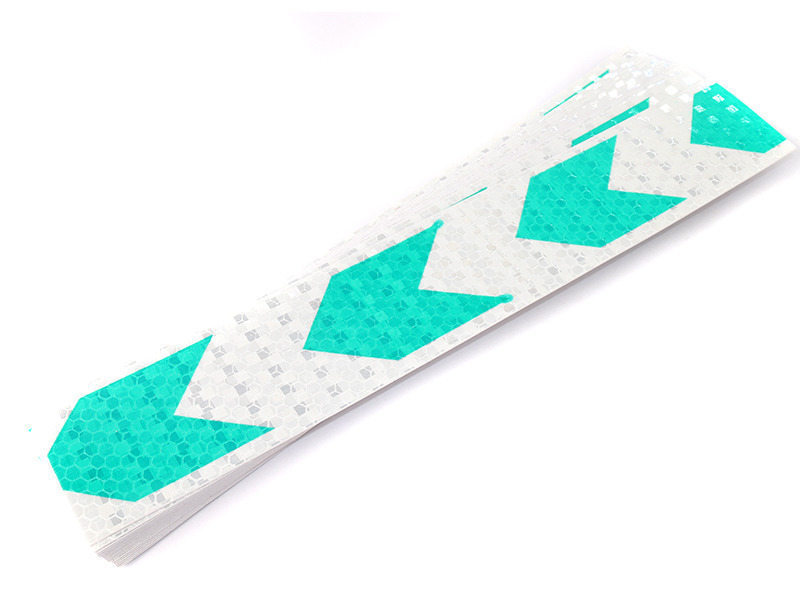 高輝度 事故防止 反射ステッカー シール カプセルプリズム型 20枚セット 矢印柄#グリーンXホワイト拍卖