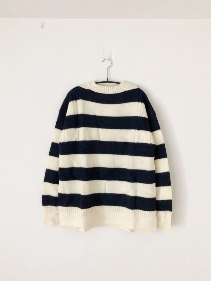 Le Tricoteur ルトリコチュール ポイントケーブル編み ボーダーニット拍卖