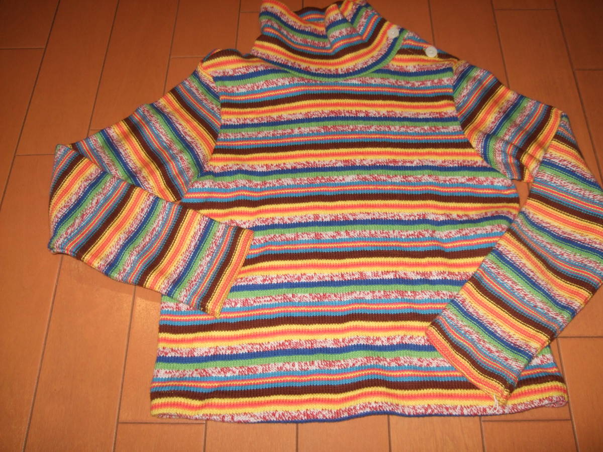 良品即決 送料込☆HIROKO KOSHINO ファミリアプラス キッズ用ニットハイネックカットソー☆サイズ120拍卖