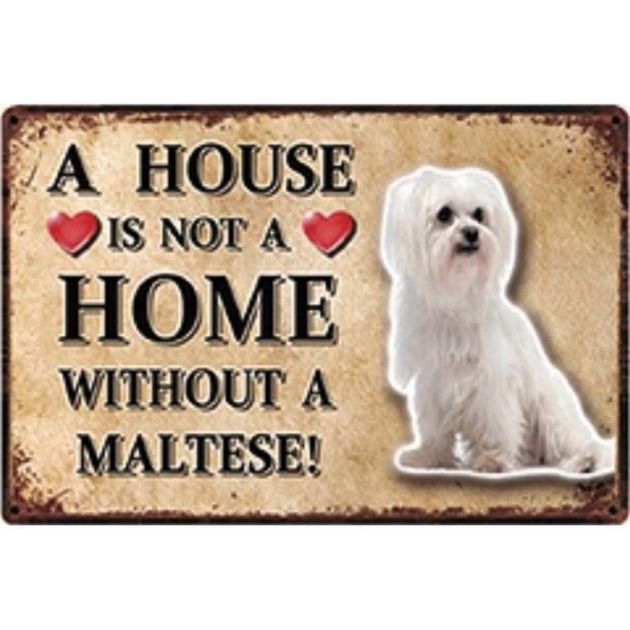 A3114 メタル サイン ブリキ 看板 金属 製 プレート パネル かわいい 店 注意 警告 動物 ペット 犬 マルチーズ 【3912】拍卖