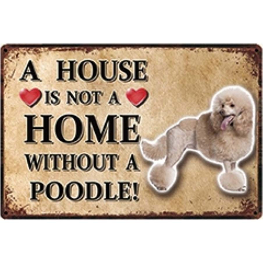 A3122 メタル サイン ブリキ 看板 金属 製 プレート パネル かわいい 店 注意 警告 動物 ペット 犬 番犬 プードル【3758】拍卖