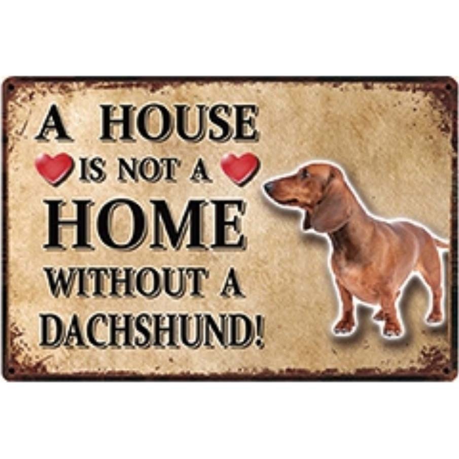 A3129 メタル サイン ブリキ 看板 金属 製 プレート パネル 店 注意 警告 動物 ペット 犬 番犬 ダックスフンド 【3773】拍卖