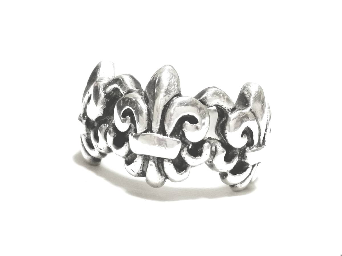 ☆定価¥66,000 本物 正規品 ロイヤルオーダー Triple FDL and Heart トリプル フレッドリリー&ハート シルバーリング シルバー925☆拍卖